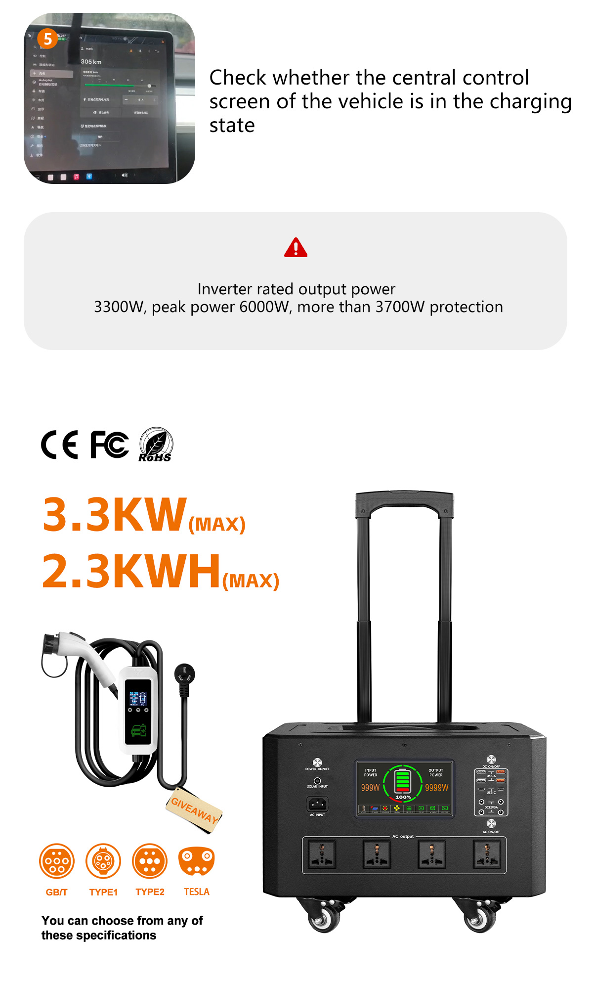 2304WH Portable Emergency Rescue Battery Mobile Power Bank Overvoltage Protection