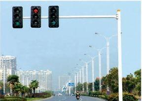 Buy cheap Q235 Steel Material 3mm Road Sign Traffic Signal Pole With Double Outreach Arms from wholesalers