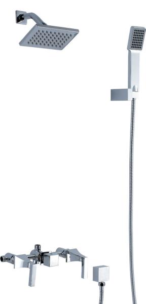Polished Brass Wall Mount Bathroom Sink Faucet with 6 Holes for Hotel / Home ,