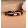 Buy cheap High Quality Mens Stainless Steel Real Leather Bracelet Wholesale from wholesalers