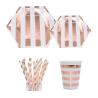 Buy cheap Pink Disposable Party Supplies Striped Assorted Designs Home Decoration Tableware from wholesalers