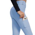 Light Blue Anti Pilling Women Horse Riding Pants Equestrian Clothes