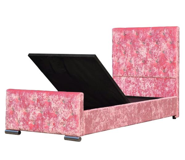 Buy cheap Cute Children Upholstered Storage Platform Bed Frame Single Size With Crushed Velvet from wholesalers