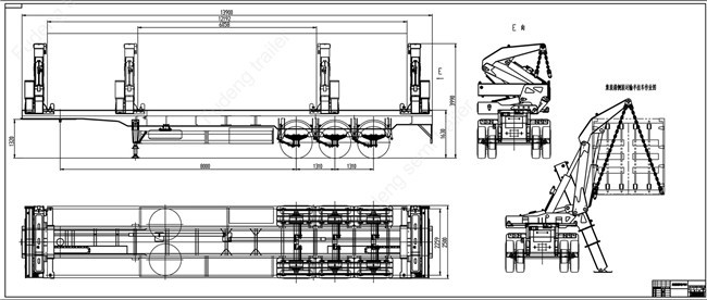 Custom Capacity Side Lifter Trailer , 3 Axle Shipping Container Side Loader