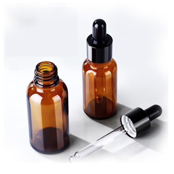 Buy cheap Medicine / Cosmetics 30ml Amber Dropper Glass Bottle In Soda Lime Silica Glass from wholesalers