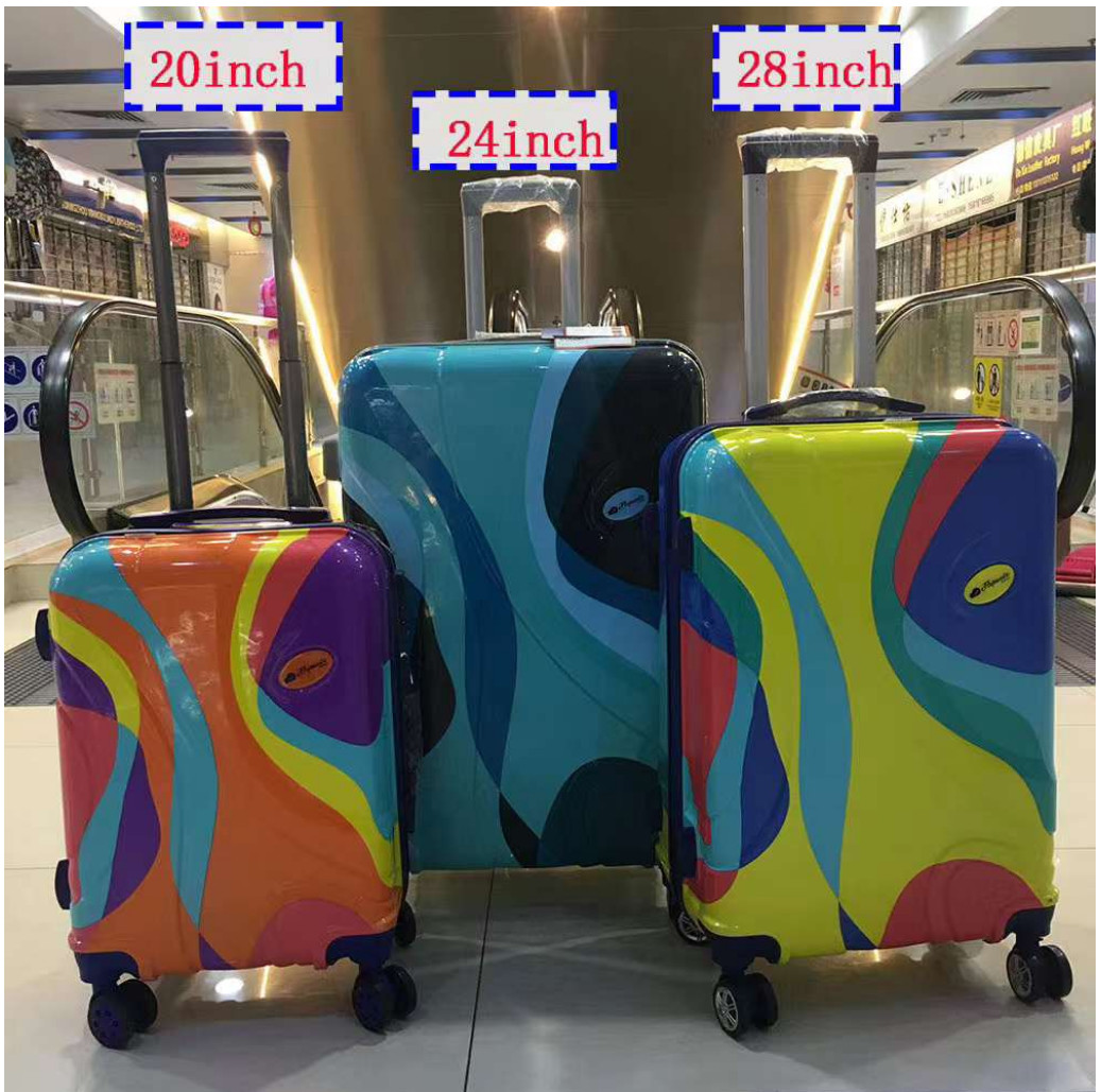 High Quality ABS/PC Case Hard Colourful Travel Trolley Bags Travel Suitcase Sets Abs Printing Luggage