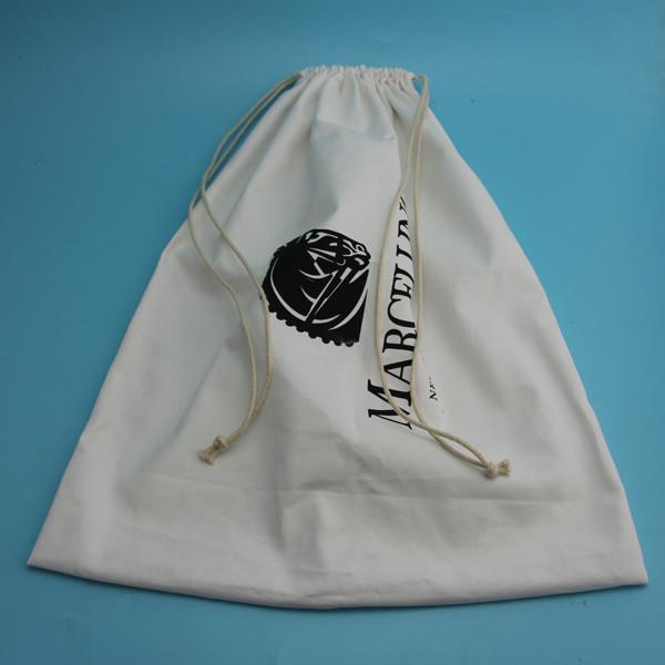 Buy cheap Soft Large Dust Bag For Dresses , Embossing White Cotton Drawstring Bag from wholesalers