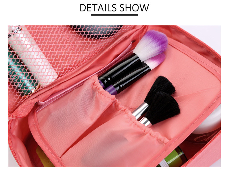 Zipper Closure 21*8*16cm Solid Color Cosmetic Storage Bag