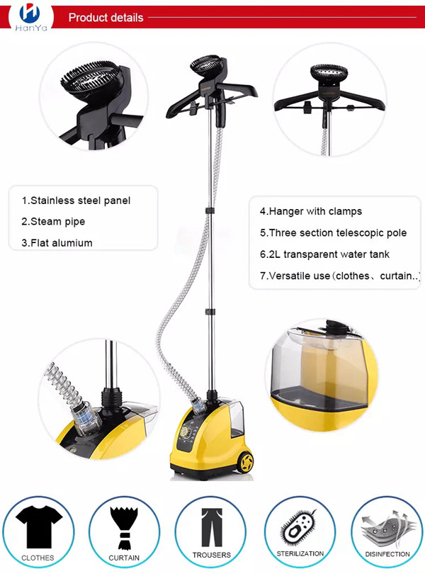 Yellow Clothes Garment Steamer Large Water Tank For Temperature Fuse Protection