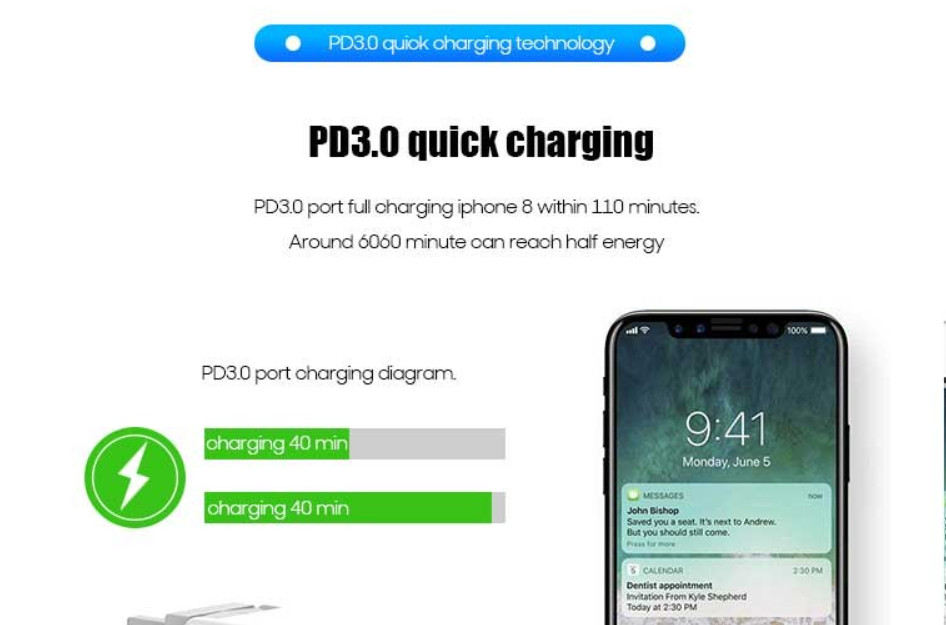 USB Type C Quick Charge 3.0 Charger , USB Fast Charger For Samsung S8 / S9