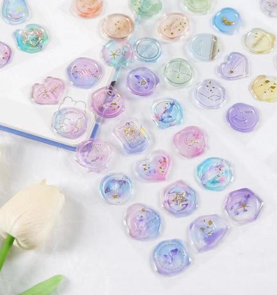 Buy cheap Custom Logo Decoration Used Self Adhesive Transparent Wax Seal Sticker from wholesalers