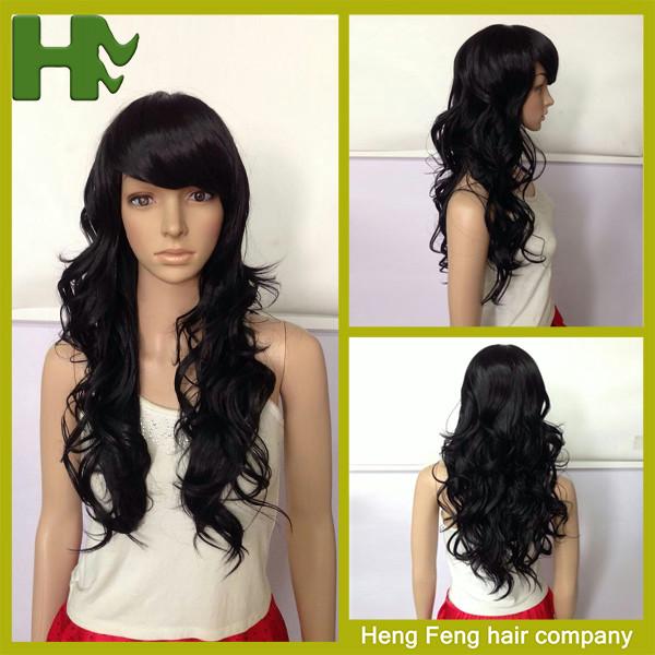 Buy cheap High Temperature Fiber Long Synthetic Wigs Side Fringe Light Brown from wholesalers
