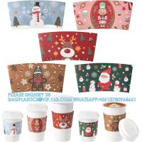 Buy cheap Christmas Paper Coffee Cup Sleeves, Disposable Corrugated Cardboard Paper Jacket product