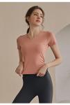 180g Women'S Athletic Clothing Side Gathered Side Cropped Yoga Tee Shirts