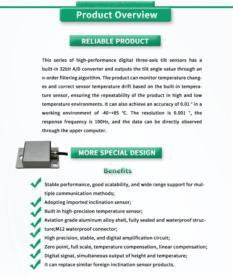 Customizable UBTA-PLY RS485 Dual Axis Inclinometer Analog Angle Measurement Sensor