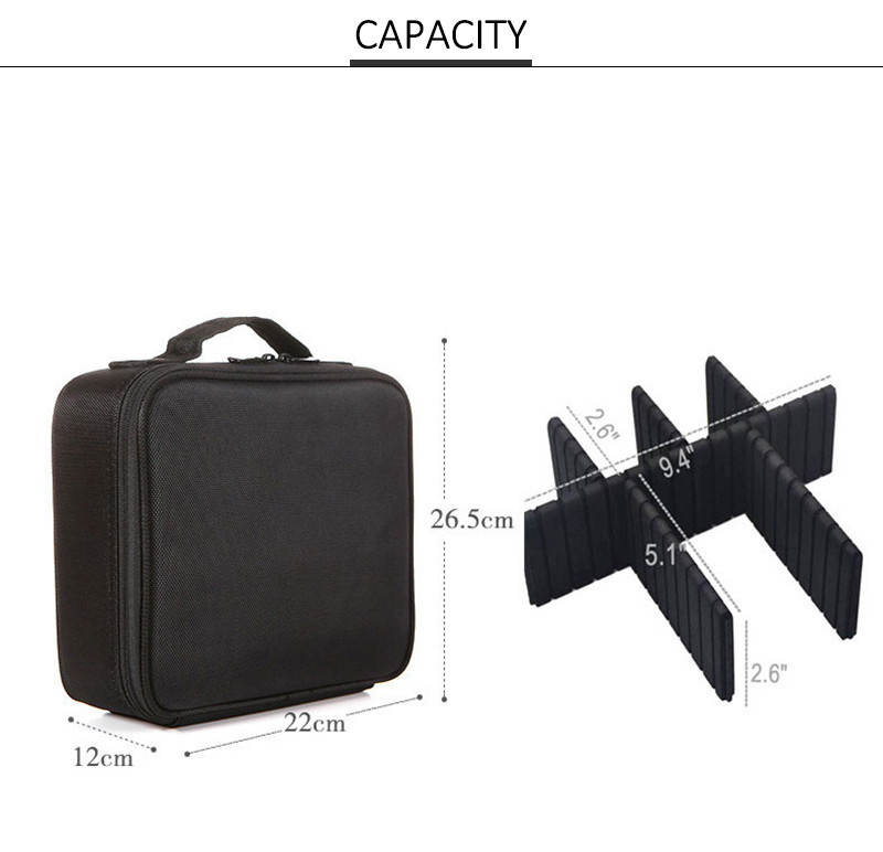 Lady Professional Cosmetic Organizer Mesh Leather Beauty Travel Cosmetic Case
