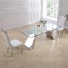 Buy cheap 19kg Rectangle Tempered Glass Dining Table 180x90x75cm Mirrored Pillars from wholesalers