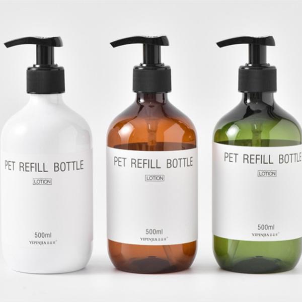Hand Washing Liquid PET Plastic Bottles Brown Body Lotion Pump Airless Spray