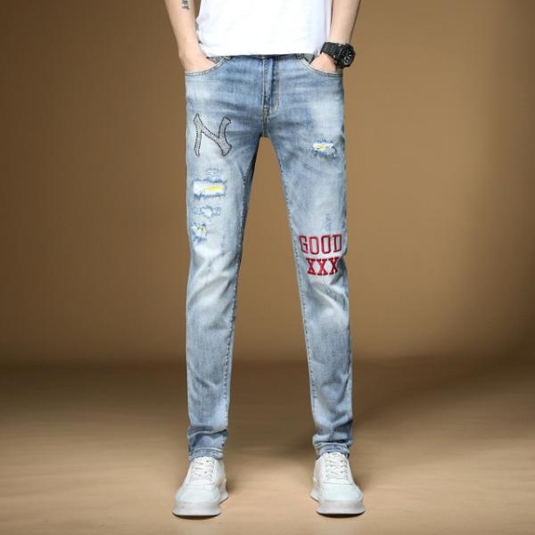 Buy cheap Ironing Diamond Embroidered Trousers Men Pants Wicking Light Color from wholesalers