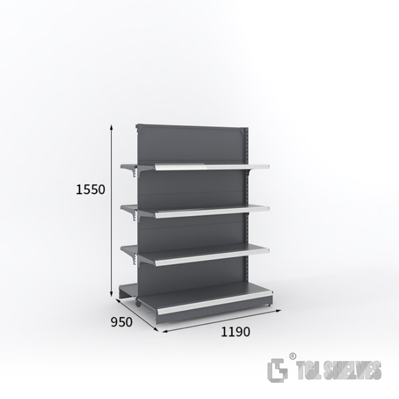 Black Supermarket Gondola Shelf Rack TGL Durable CE Certification