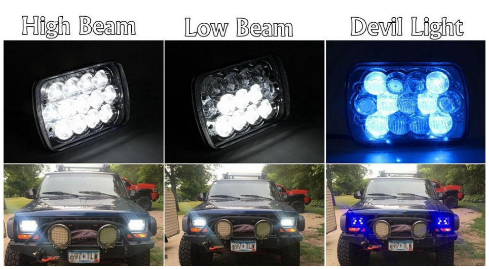 5D High/Low Beam 45W IP68 Square LED Headlight/Chrome for Off-road LED Work Light