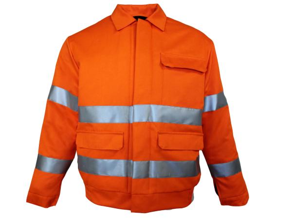 Buy cheap CVC 55% Cotton 45% Polyester 245 GSM Orange Reflective Jacket Three Flap Pockets from wholesalers