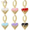 Buy cheap Women 14k Gold Plated Drop Earrings , Colorful Enamel Heart Pendant Hoop Earrings from wholesalers