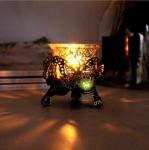 Antique Brush Gold metal hollow Candle holder with butterfly /rose design and