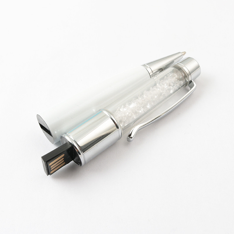 Shiny Crystal Can Writing Pen Usb Transparent Container Metal UDP Flash Chip