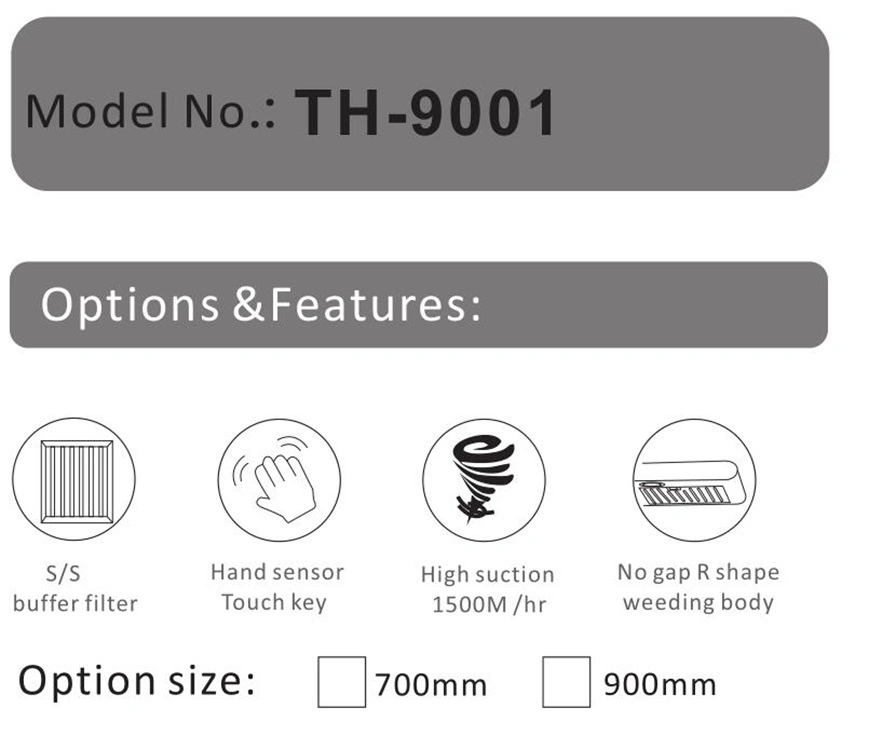 Large Suction High Quality Kitchen Wall Mounted Under Cabinet Range Hood Th-9001