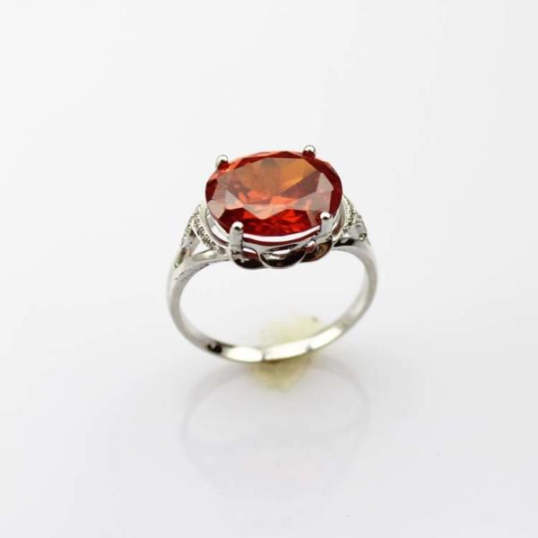 Buy cheap Women Jewelry Sterling Silver Ring with 10mmx12mm Oval Red Cubic Zirconia(F41) from wholesalers