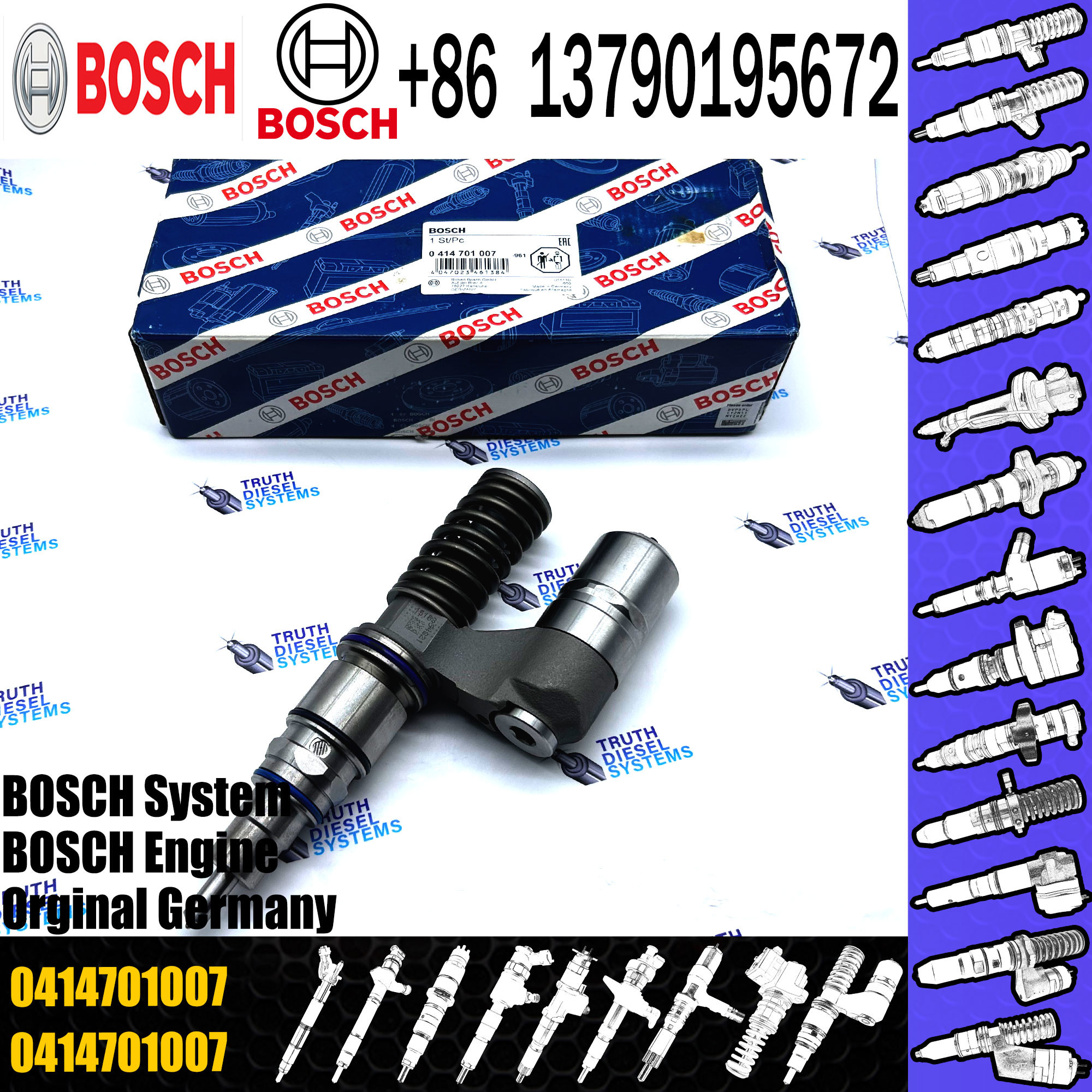 Diesel Engine Common Rail Injector 0414701037 0414701062 0414701007