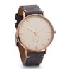Buy cheap Burshed rose gold case stainless steel back genuine leather quartz watch from wholesalers