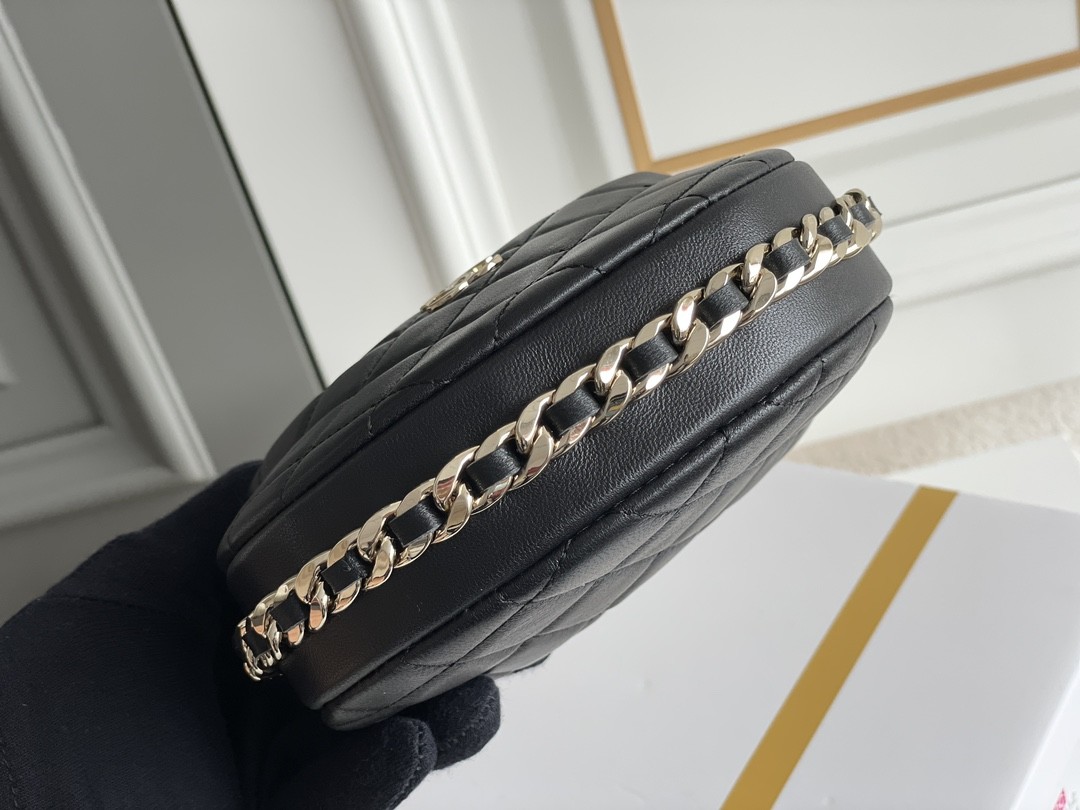 Ap3095 Black Mini Fabric Chanel Flap Bag Coin Purse 20 Inch