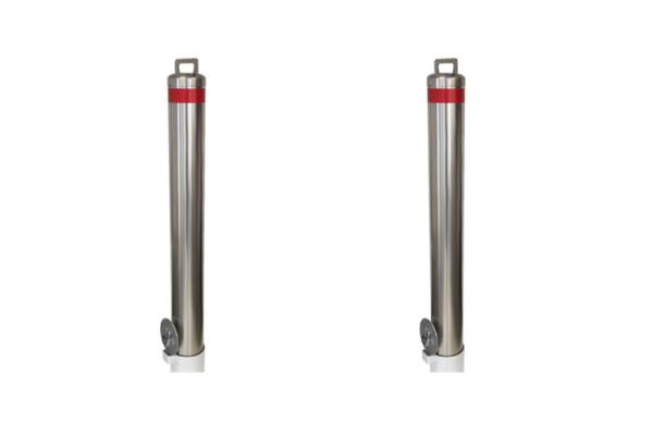 Reflective Tape Stainless Steel Pipe Bollards , Road Safety Bollards For Vehicle