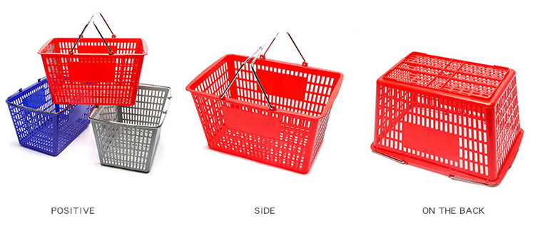 Durable Plastic Hand Shopping Basket 450*330*250mm For Pharmacy Supermarket Grocery Store