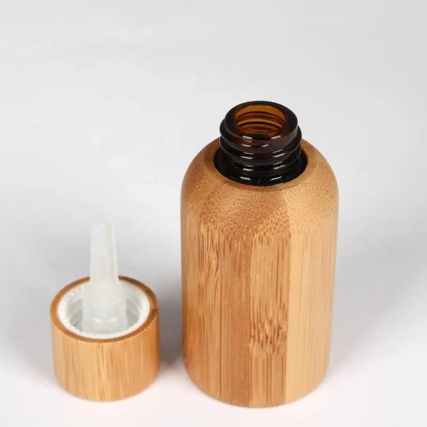 Buy cheap 15ml 30ml 50ml Empty Bamboo Cosmetic Essential Oil Glass Bottle Screaw Cap from wholesalers