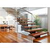 Buy cheap U / Y / L Shaped Open Tread Wood Stairs , Building Floating Stairs Easy Assembly from wholesalers