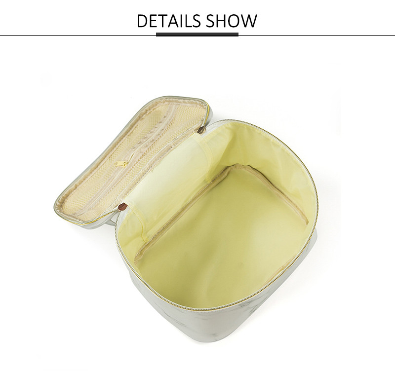 Cylinder Bucket Large Capacity Travel PU Leather Toiletry Bag Case