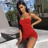 Buy cheap Spaghetti Straps Club Stretch 66cm Sleeveless Pleated Bodycon Dress from wholesalers