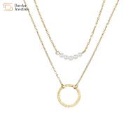 Buy cheap Stainless Steel Simple Layered Necklace Circle Pearl Pendant Clavicle Chain product