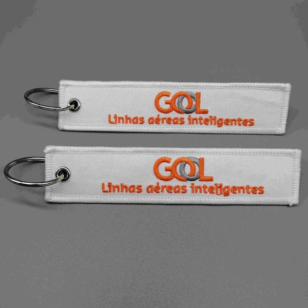 Buy cheap Brazilian Airline Custom Embroidered Keyring White Orange High Strength from wholesalers