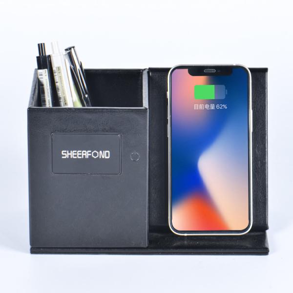 Buy cheap Creative Wireless Charging Desktop Pen Holder Multipurpose Leather Office from wholesalers