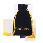 Luxury dust velvet bags custom foil drawstring tassel black velvet bags