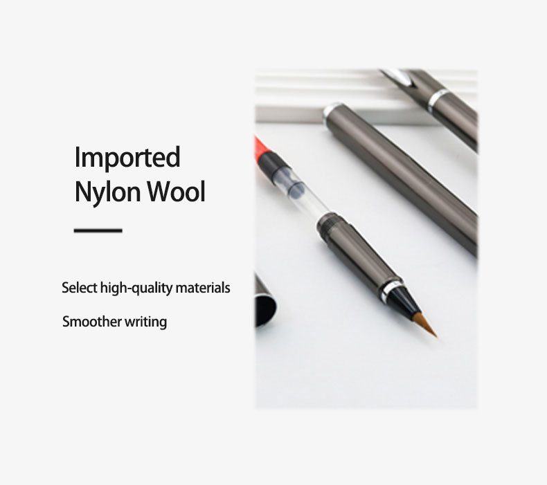 Grey Metal Calligraphy Brush Pen Fountain Pen Style Soft Tip Brush Pen