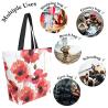 Buy cheap Natural Designer Canvas Tote Handbags Striped Floral Pattern With Leather Straps from wholesalers