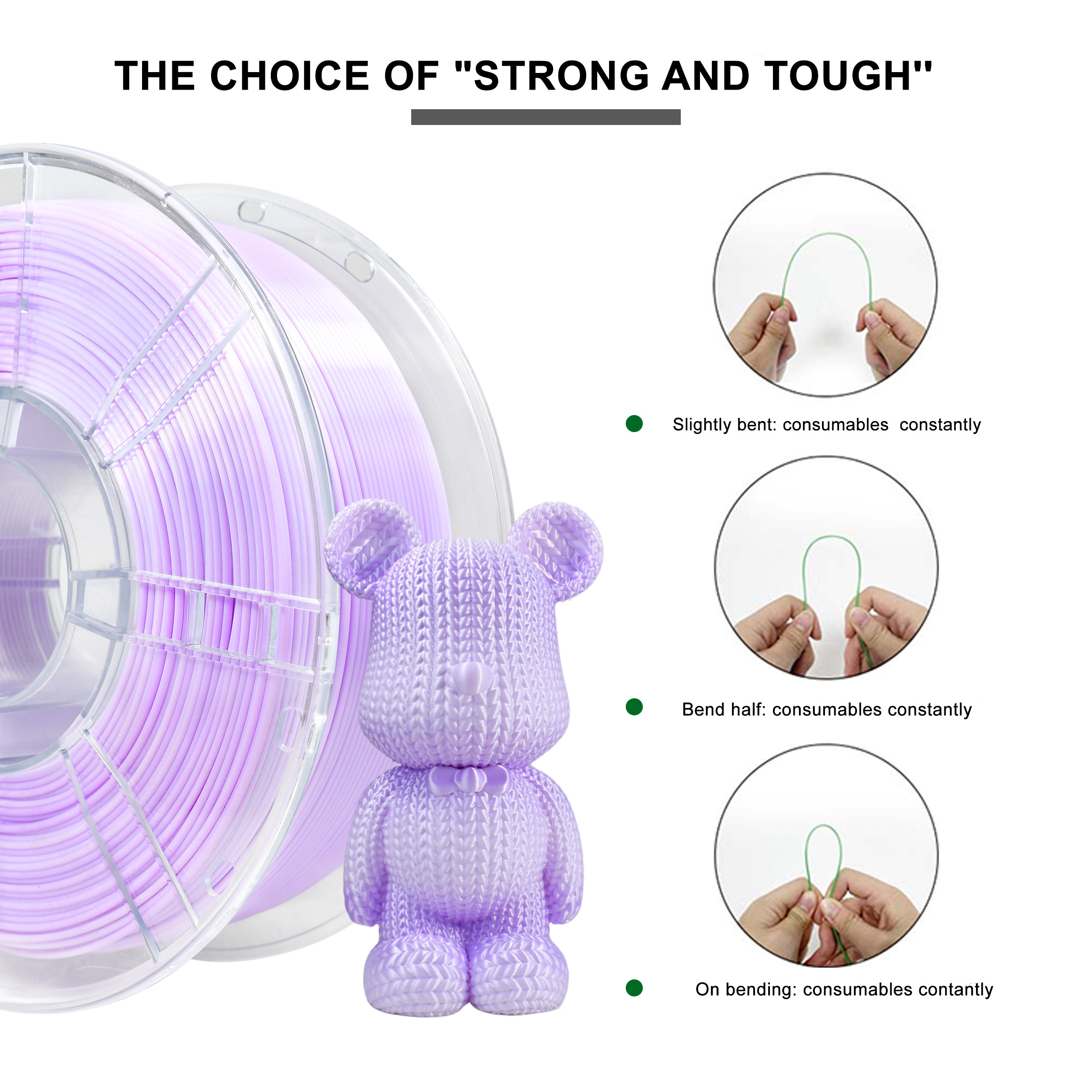 iBOSS High Toughness 3D Printer Filament PLA+ Gradient Purple White Filament