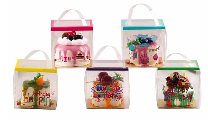 economy Cupcake Box White Window Cake Box customized Wedding Cake Box,6inch in stock PET Plastic Clear birthday Cake Box