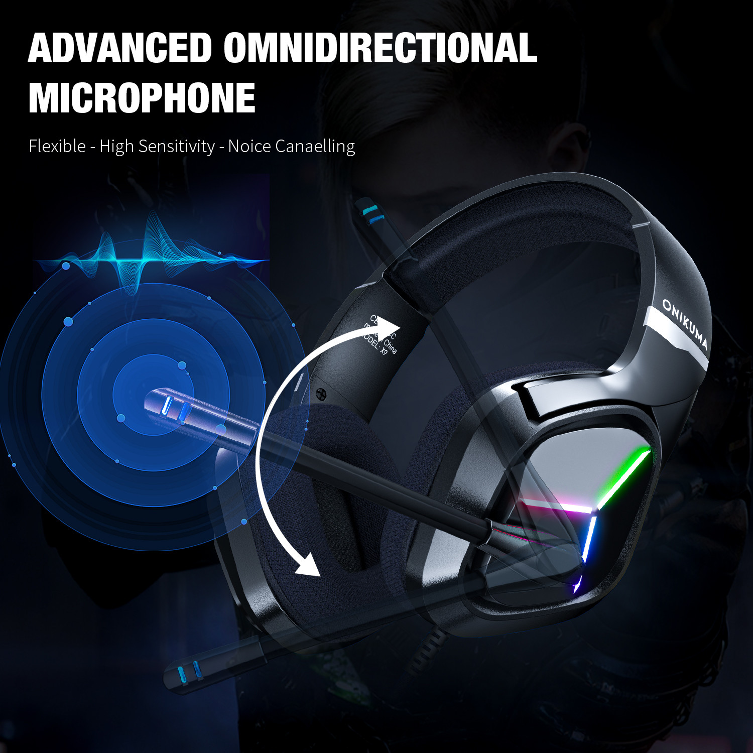 50mm Driver Braided Cable Gaming Headset Headphones 100mA Onikuma X9