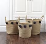 Big large eco friendly folding room organizer storage black cotton rope kids